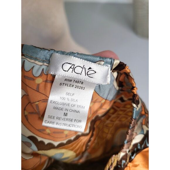 Vtg Cache 100% Silk Beaded Crochet Boho 70s Tank Top MEDIUM Hippie Festival M - Picture 3 of 8